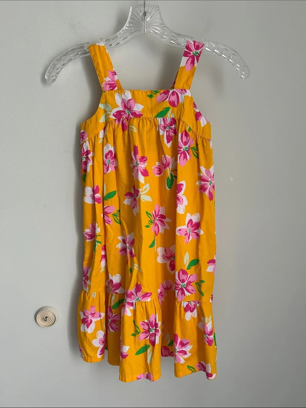 Old Navy Yellow Floral Sun Dress with Pink and Green Accents